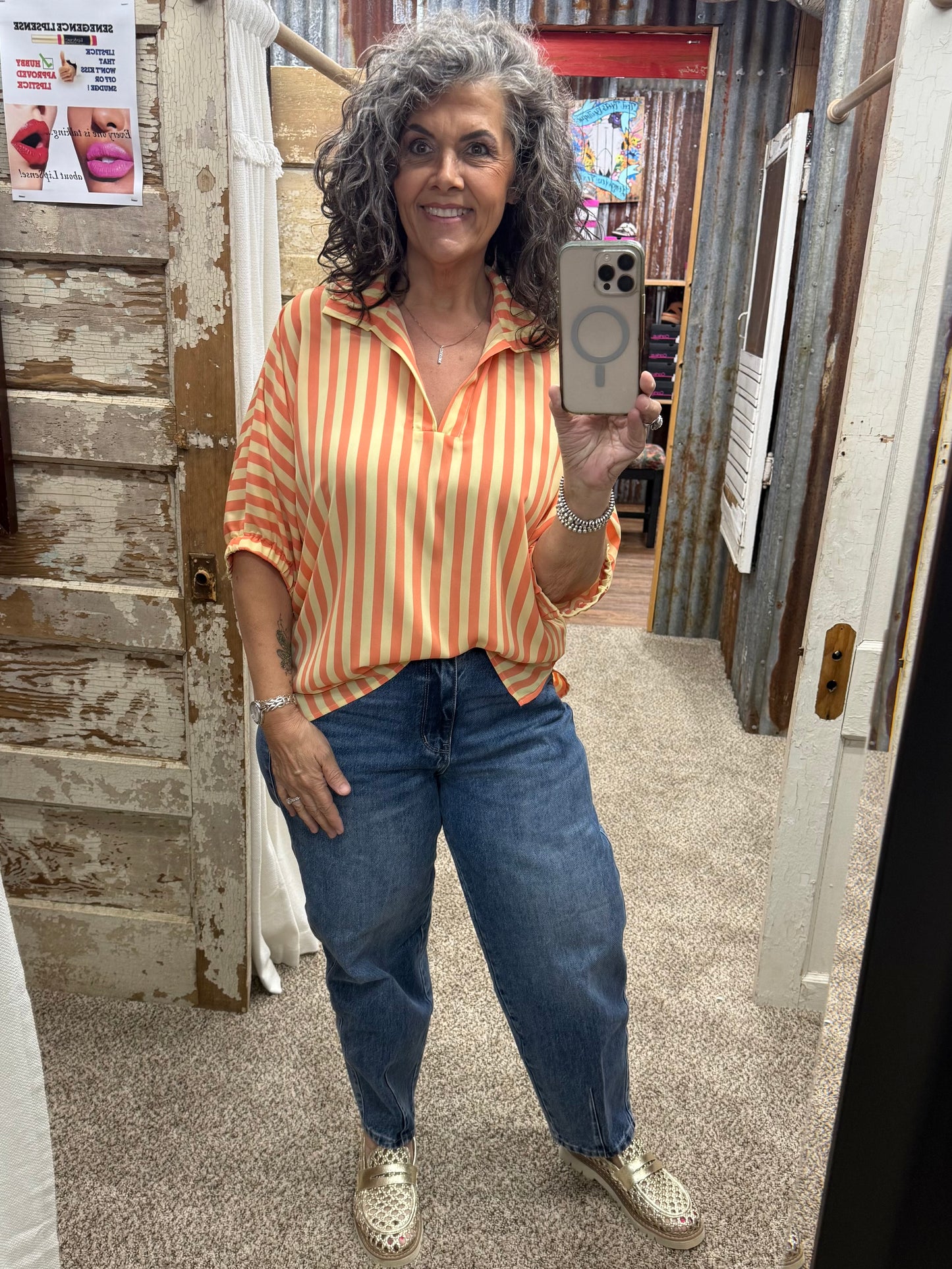 SLOAN STRIPED SUNKISSED BLOUSE