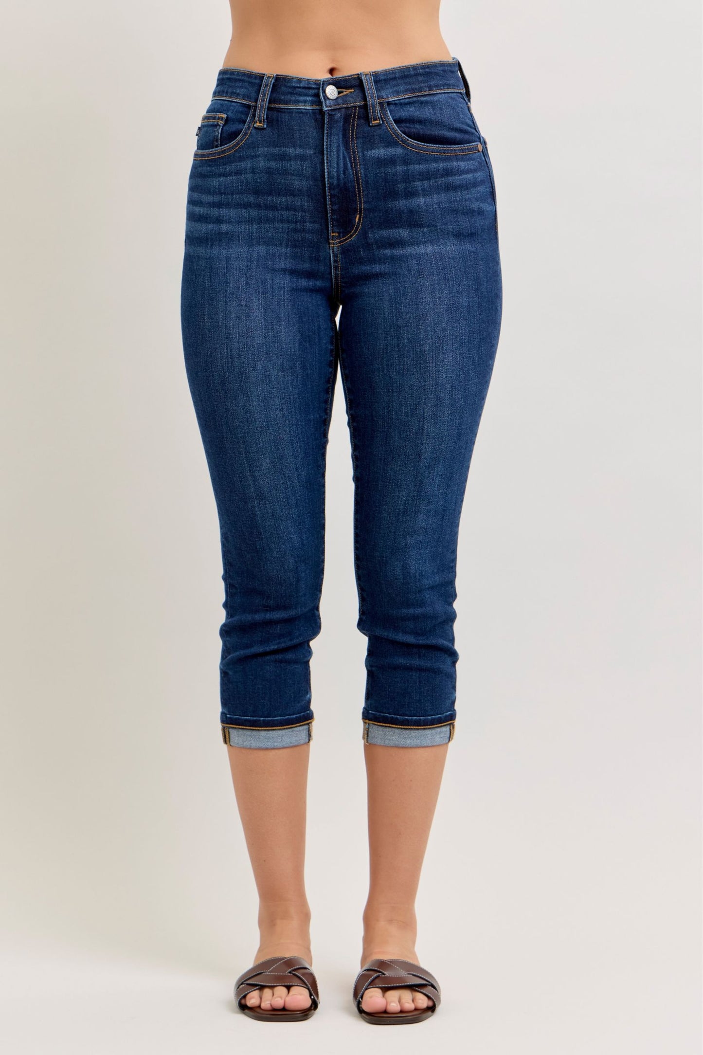 Judy Blue HW Capri w/ Single Cuff Jeans 72123