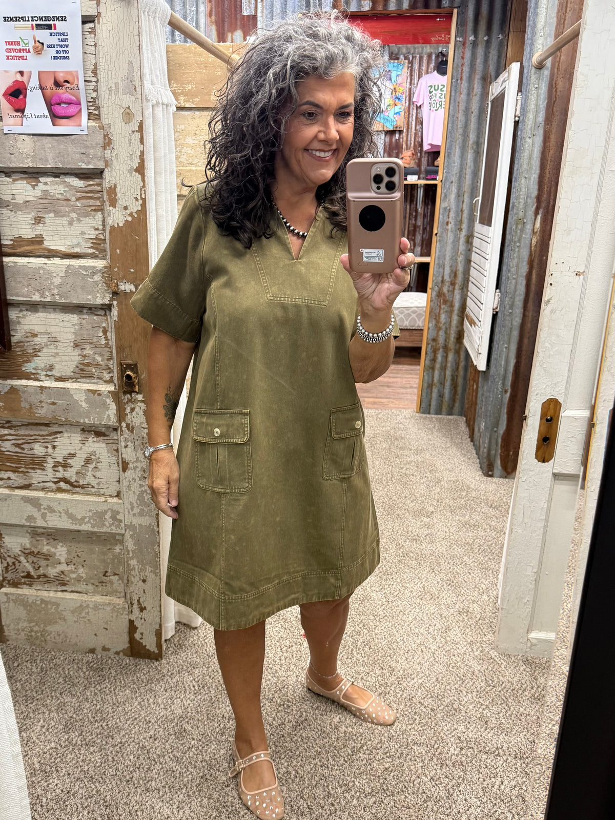 Jodifl Olive Shift Dress