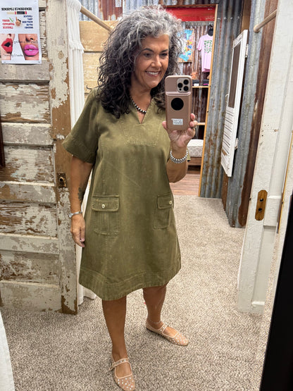Jodifl Olive Shift Dress