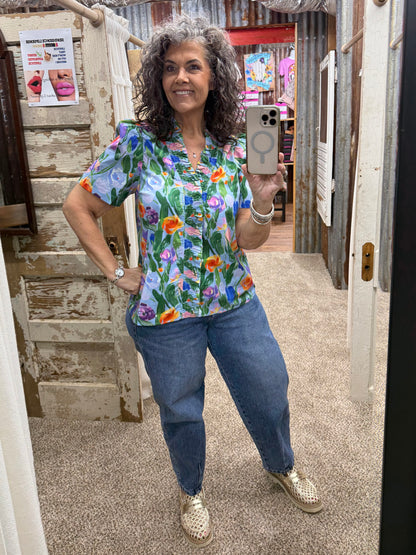 Blue Floral Top