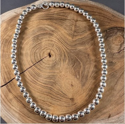 BOHO SOL 8MM Toggle Silver Ball 17" Necklace T3115-8