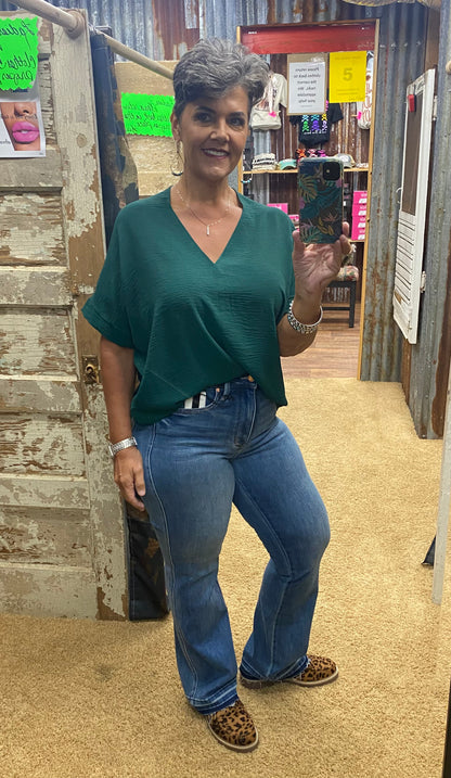 Hunter Green Solid Boxy Top