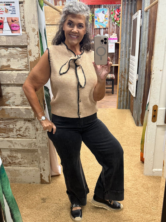 Sleeveless Taupe Sweater