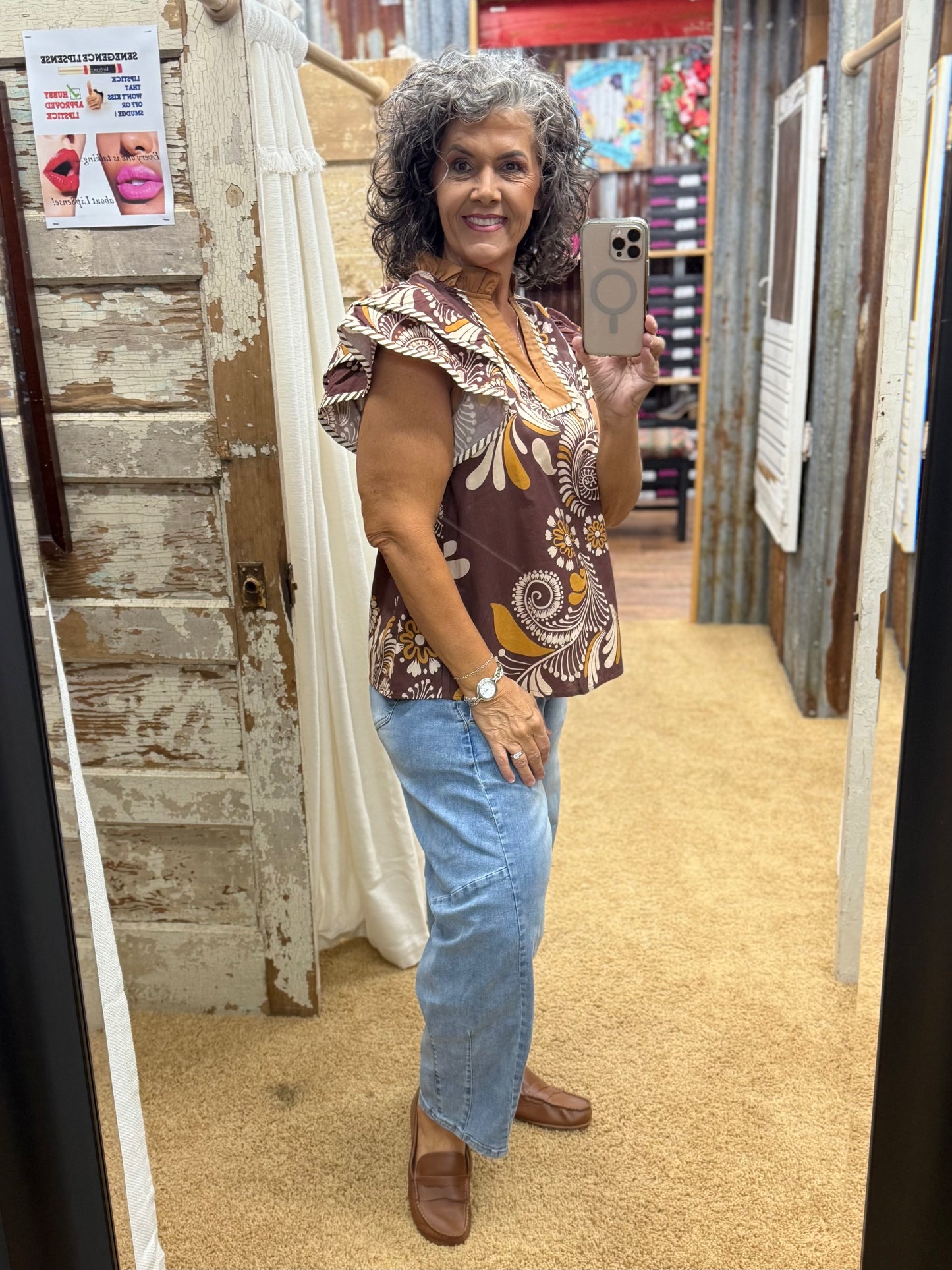 Brown Paisley Blouse