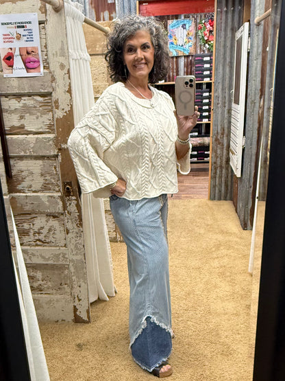 BOHO Stripe Denim Wide Leg Pants by POL