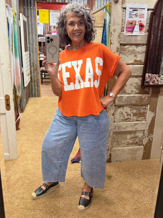 Texas Orange Urban Ribbed S/S Top