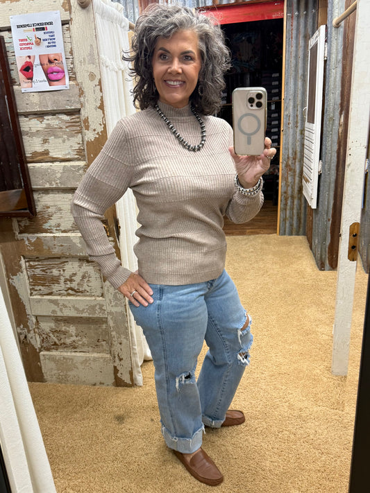 Mocha Mock Neck Sweater