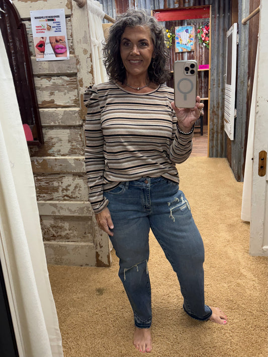 Mocha/Black Knit Top
