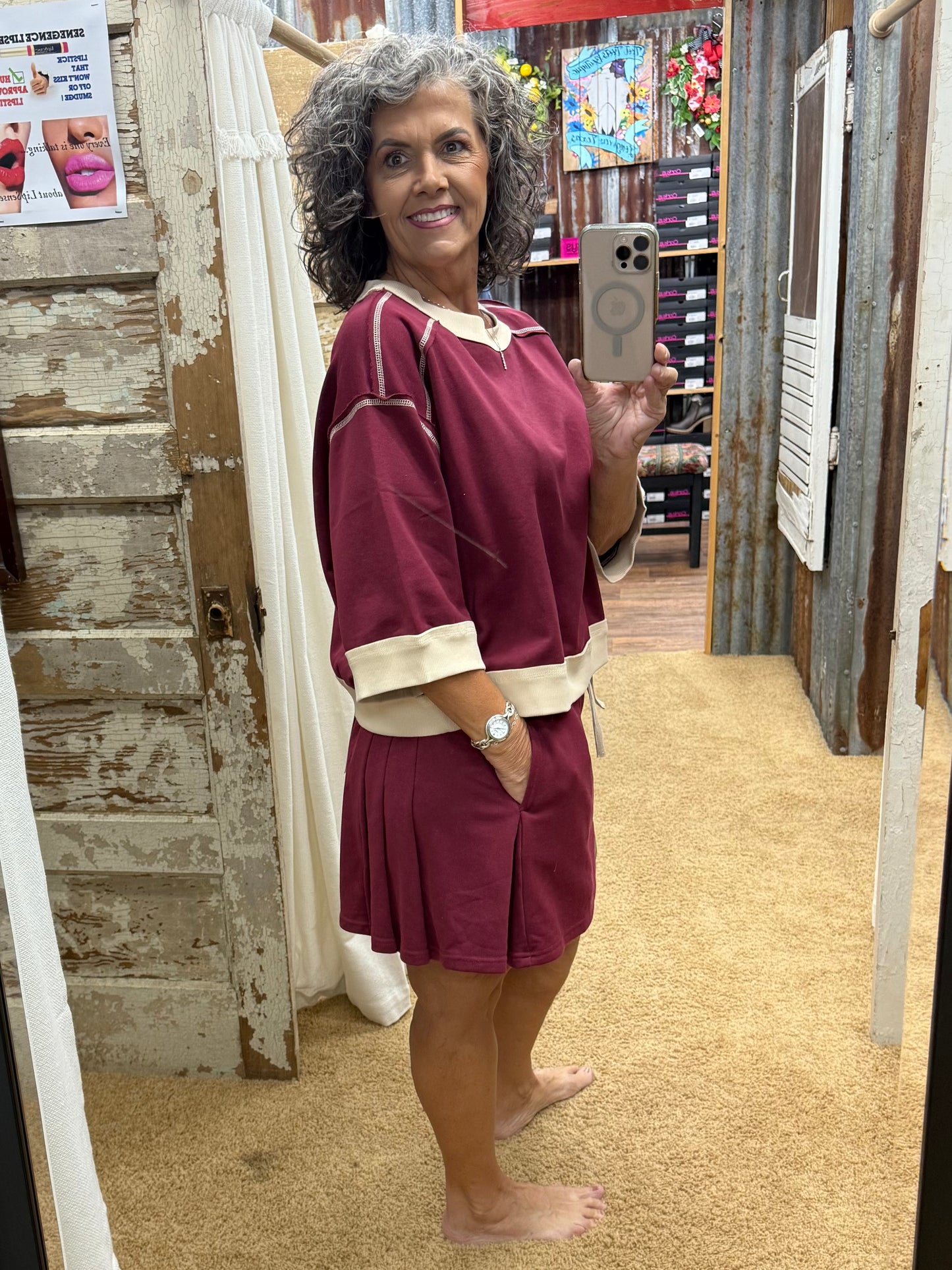 The Makenzie Burgandy Skort & Top Set