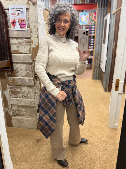 Brown & Navy Plaid Shacket