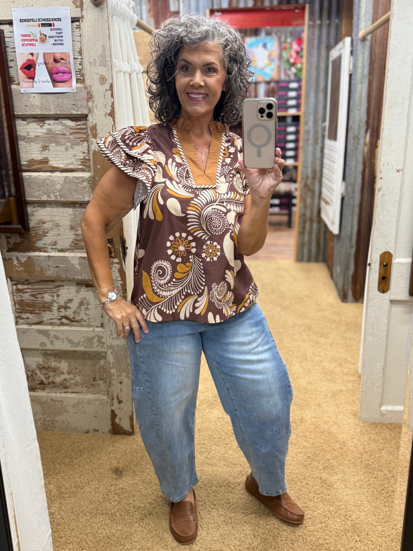 Brown Paisley Blouse