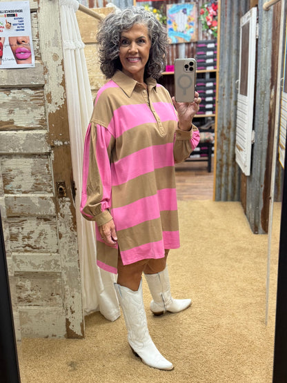 Pink & Mocha Oversized Shirt/Dress