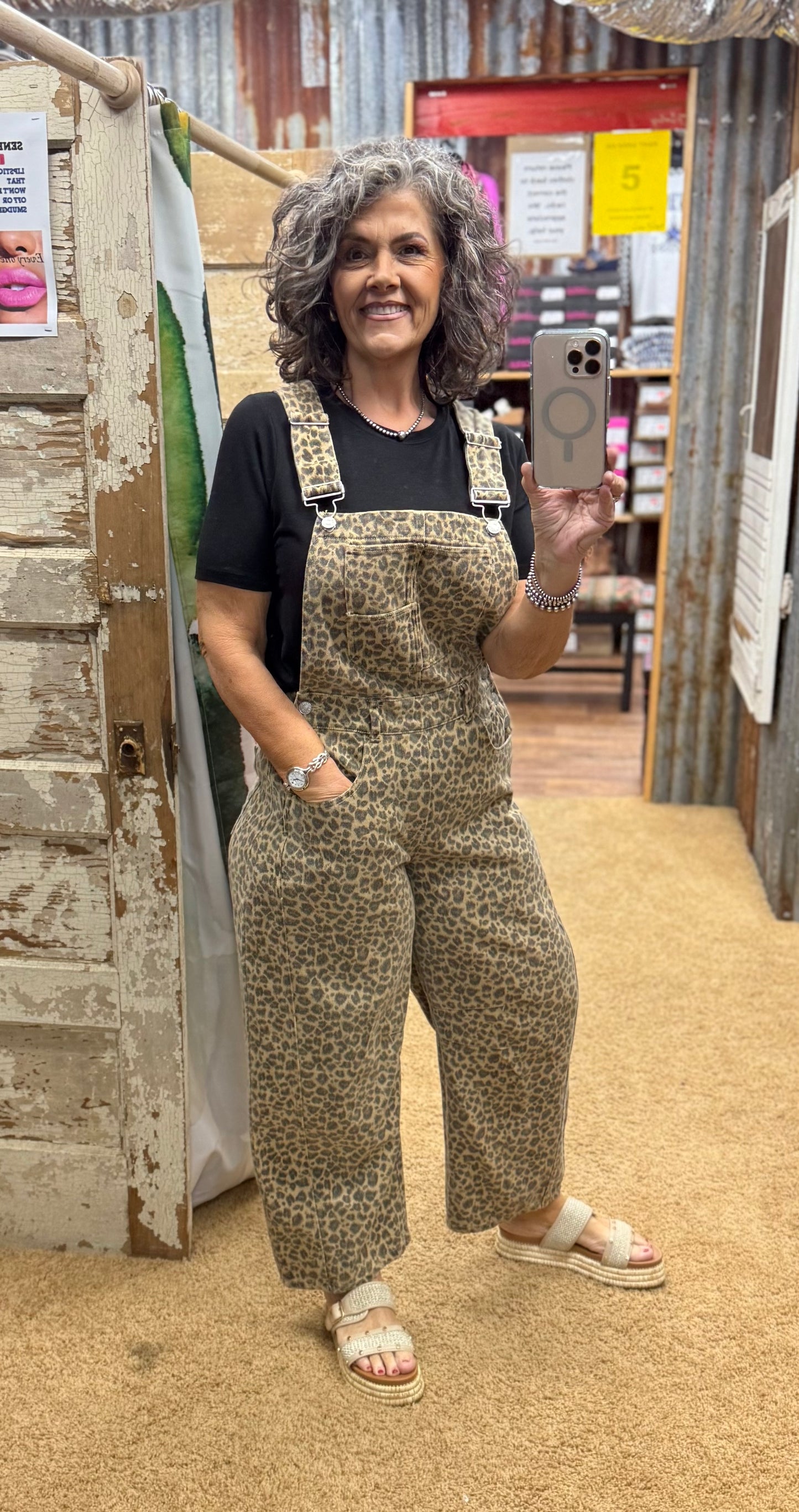 Leopard Barrel Overalls