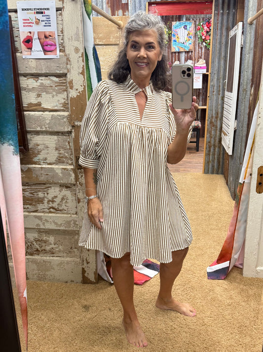 Brown Striped Dress by Entro