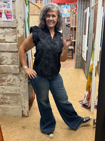 Judy Blue High Waist Retro Wide Tummy Control Front Welt Pockets 881023
