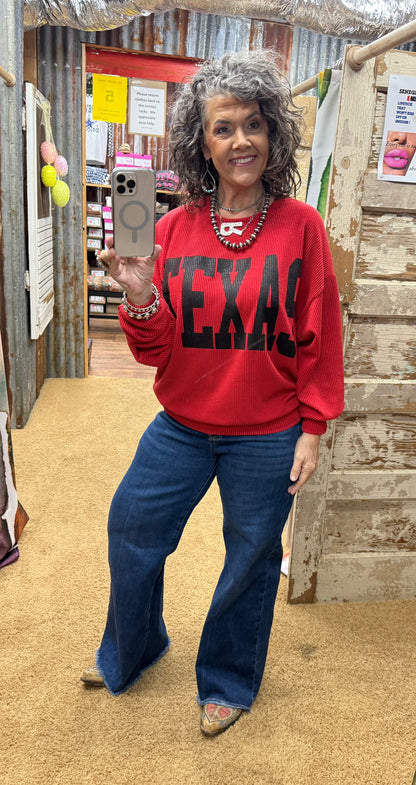 Texas Red and Black Urban Ribbed Pullover