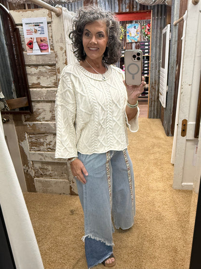 BOHO Stripe Denim Wide Leg Pants by POL