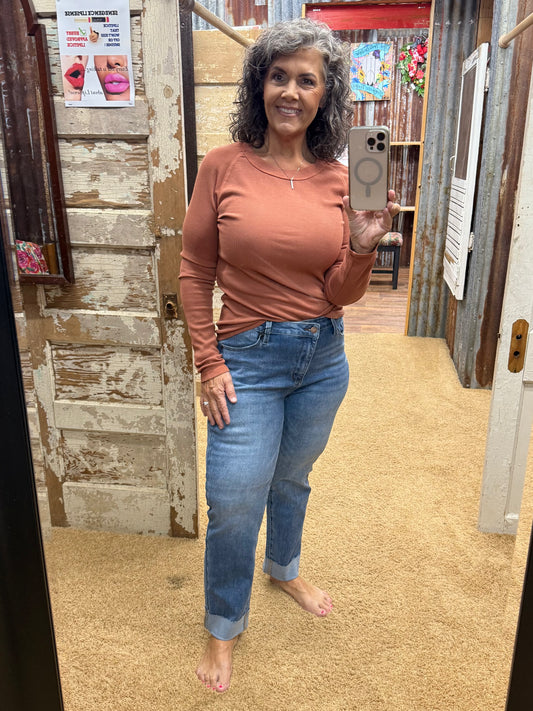 Terracotta Basic Baby Ribbed Top