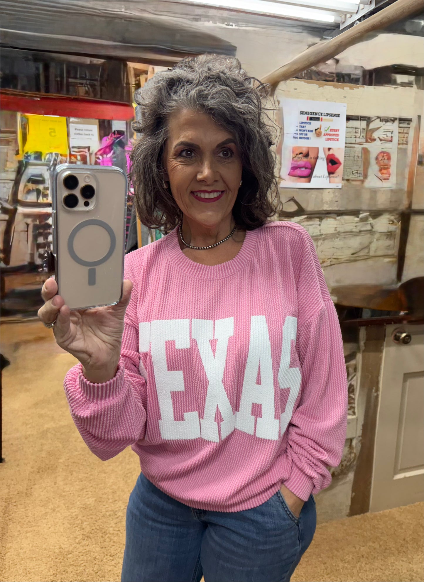 Texas Pink Urban Ribbed Pullover