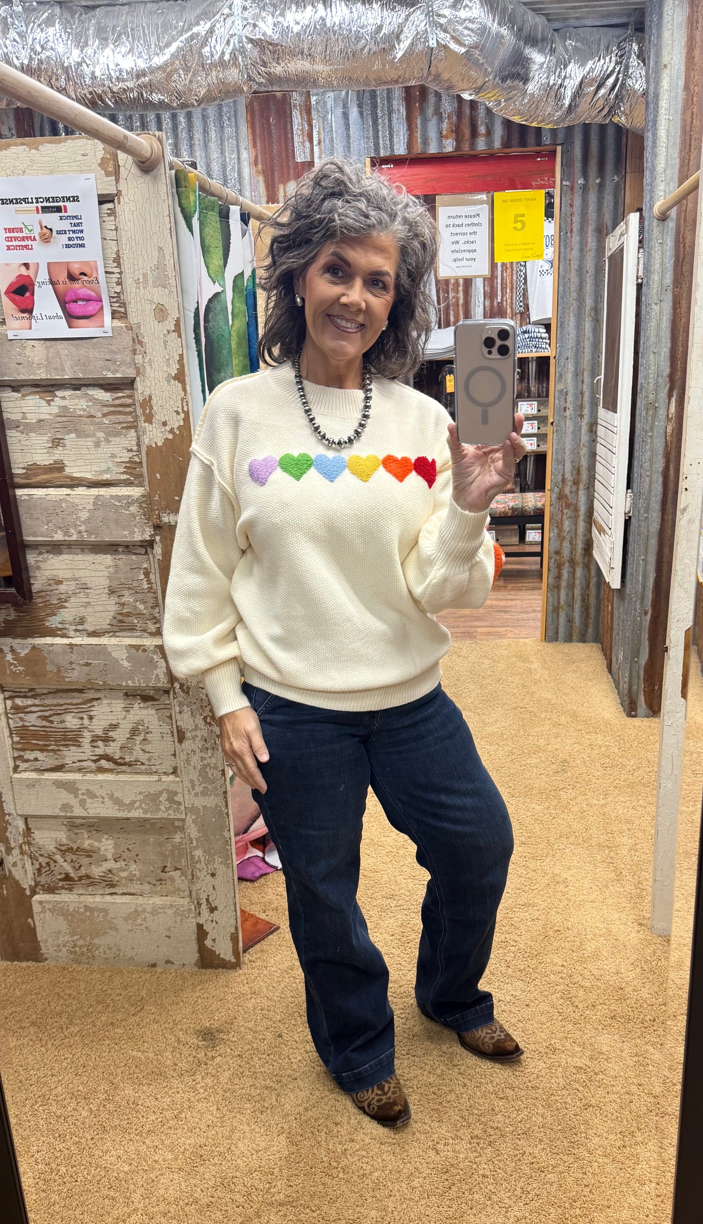 Rainbow Heart Shaped Patch Sweater