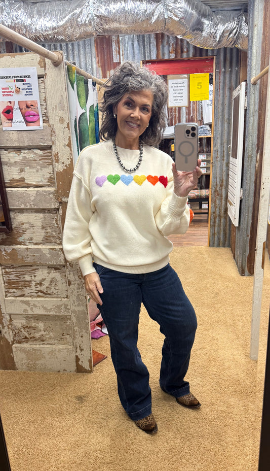 Rainbow Heart Shaped Patch Sweater