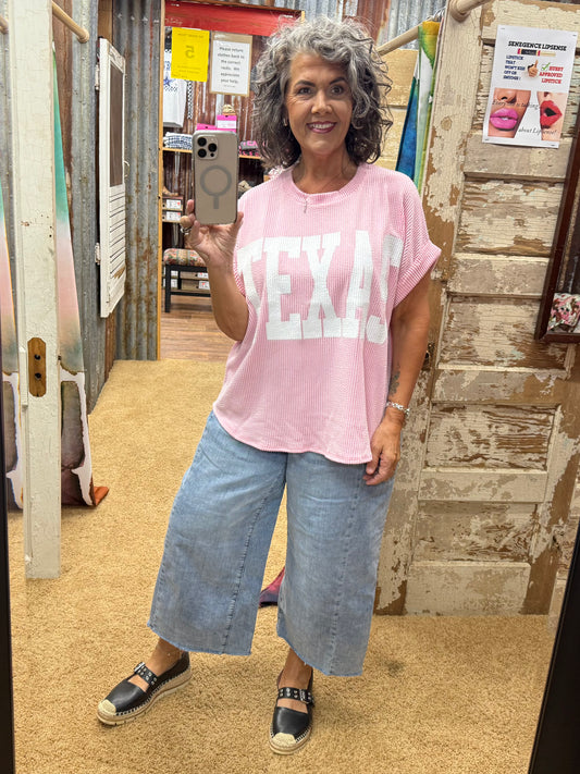 Texas Baby Pink Urban Ribbed S/S Top