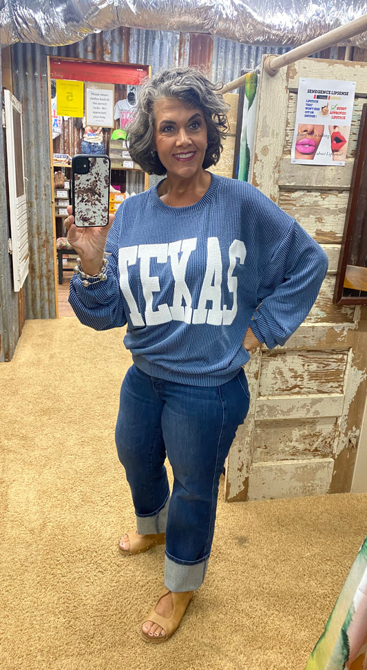 Texas Midnight Blue Urban Ribbed Pullover