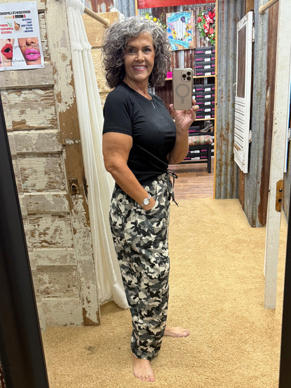 Camo Terry Barrel Pants