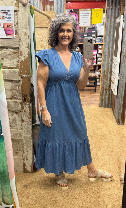 Chambray Short Sleeve Dress