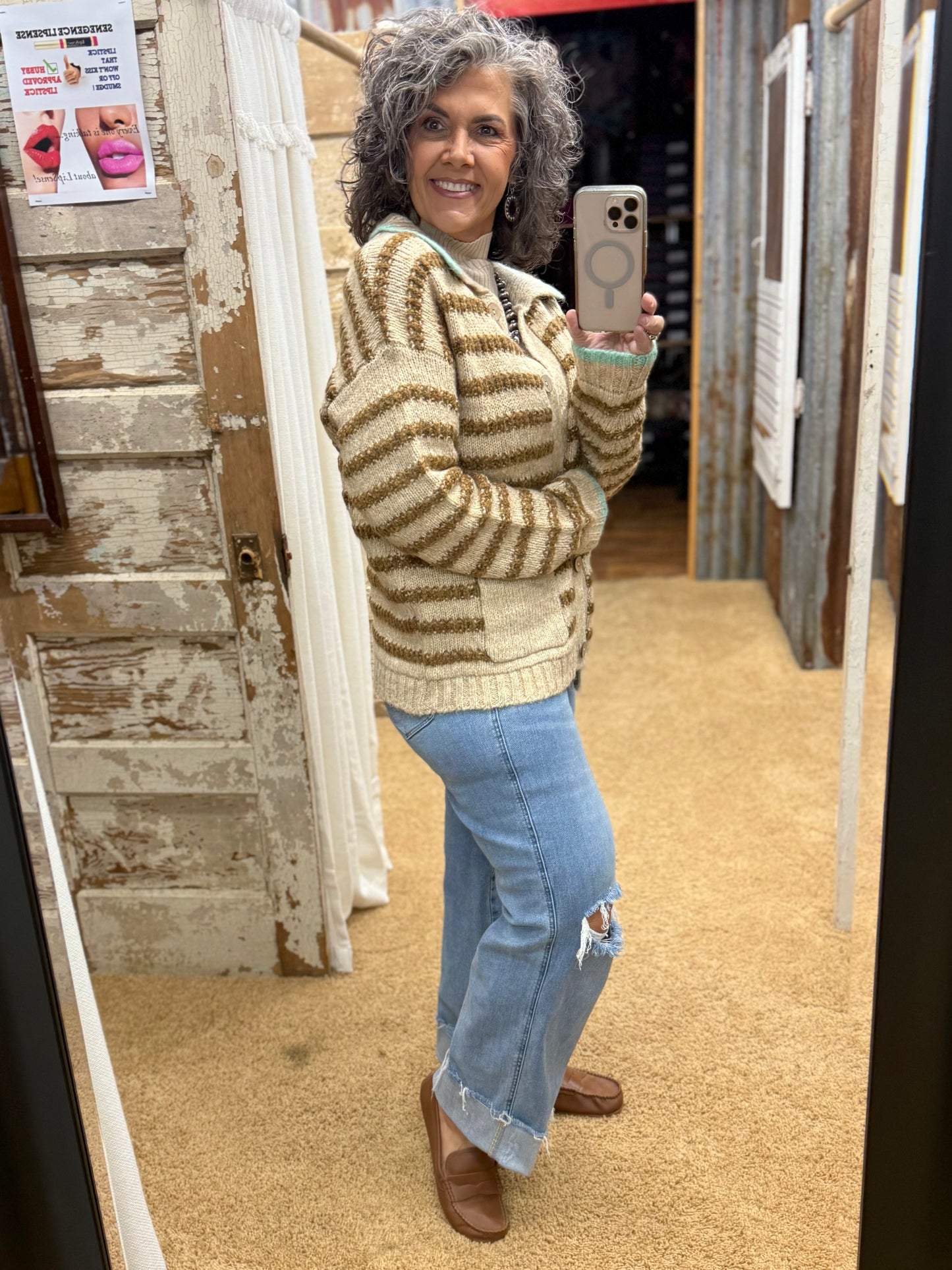 Mocha Striped Cardigan
