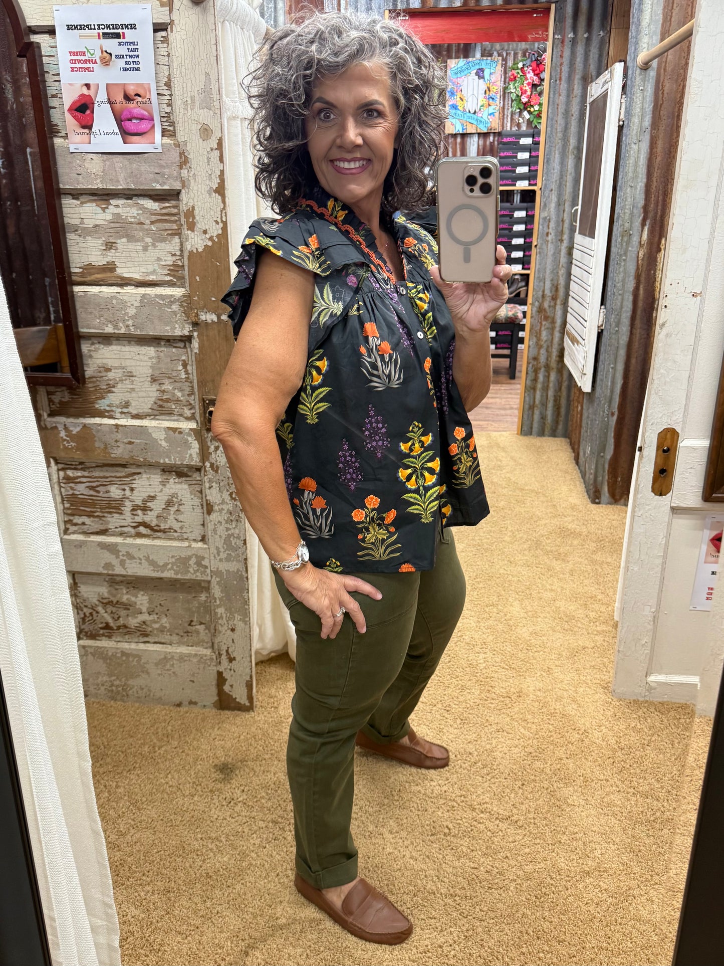 Black Botanical Blouse by Entro