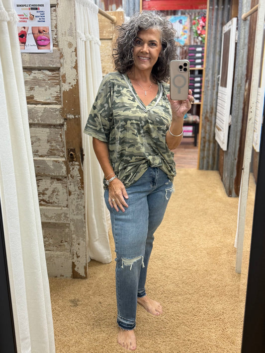 Camo V-Neck Top by POL