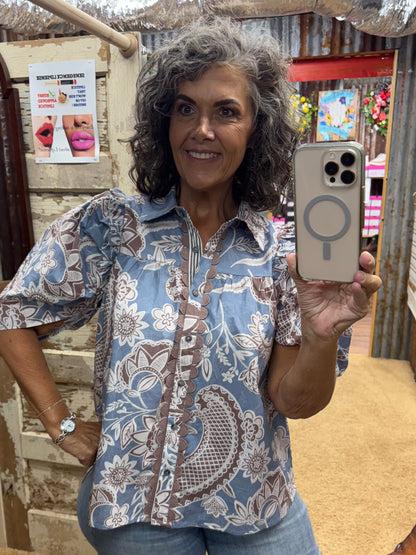 Dusty Blue Blouse by Entro