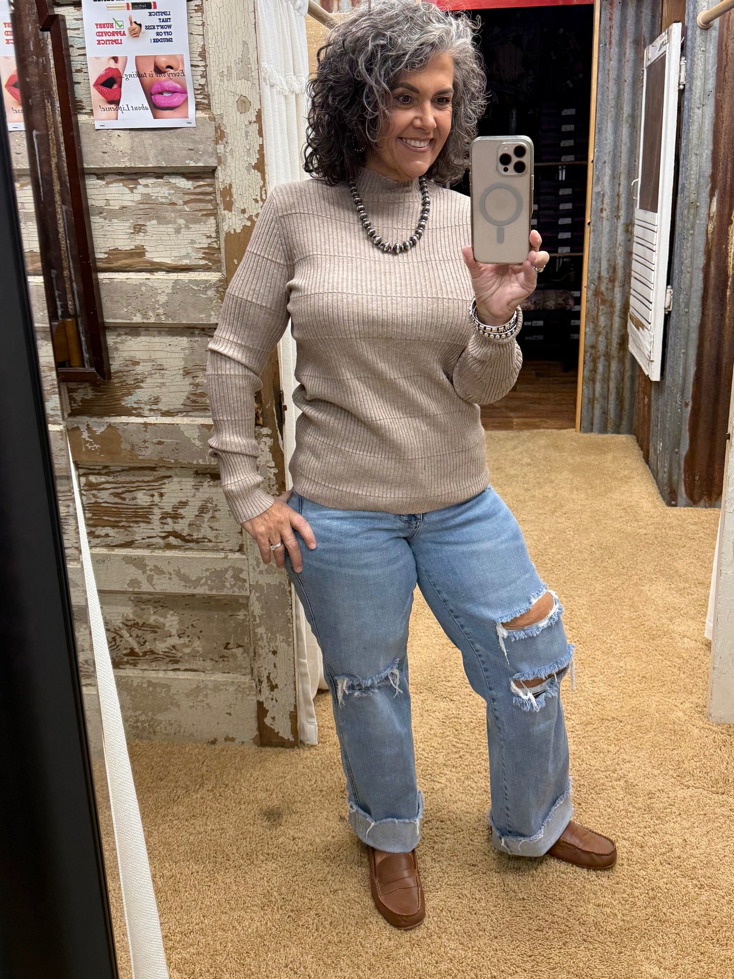 Mocha Mock Neck Sweater