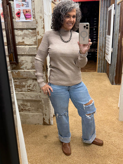 Mocha Mock Neck Sweater