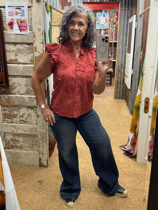 Chestnut Appliqué Blouse