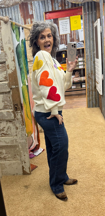 Rainbow Heart Shaped Patch Sweater