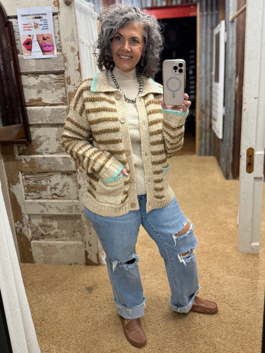 Mocha Striped Cardigan