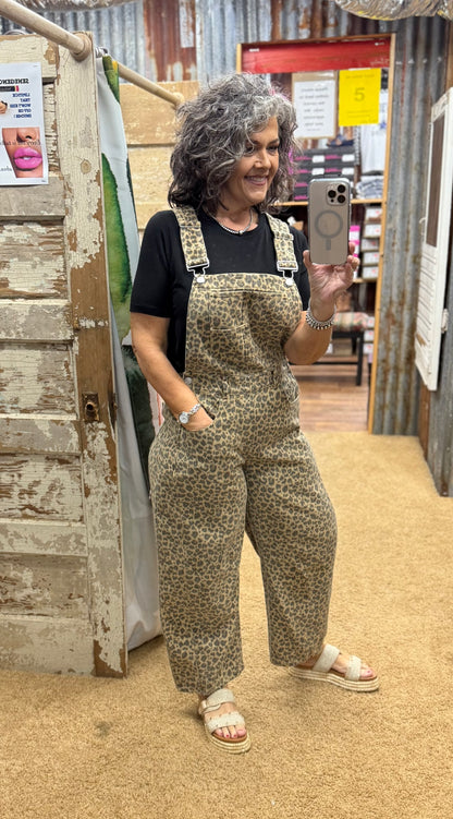 Leopard Barrel Overalls