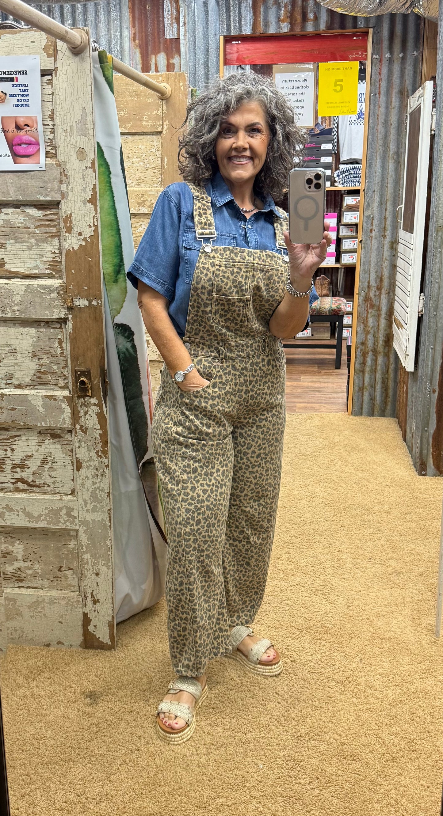 Leopard Barrel Overalls