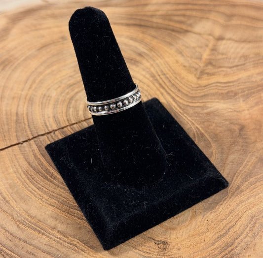 Boho Sol Skinny Oxidized Ball Stacker Ring T5284