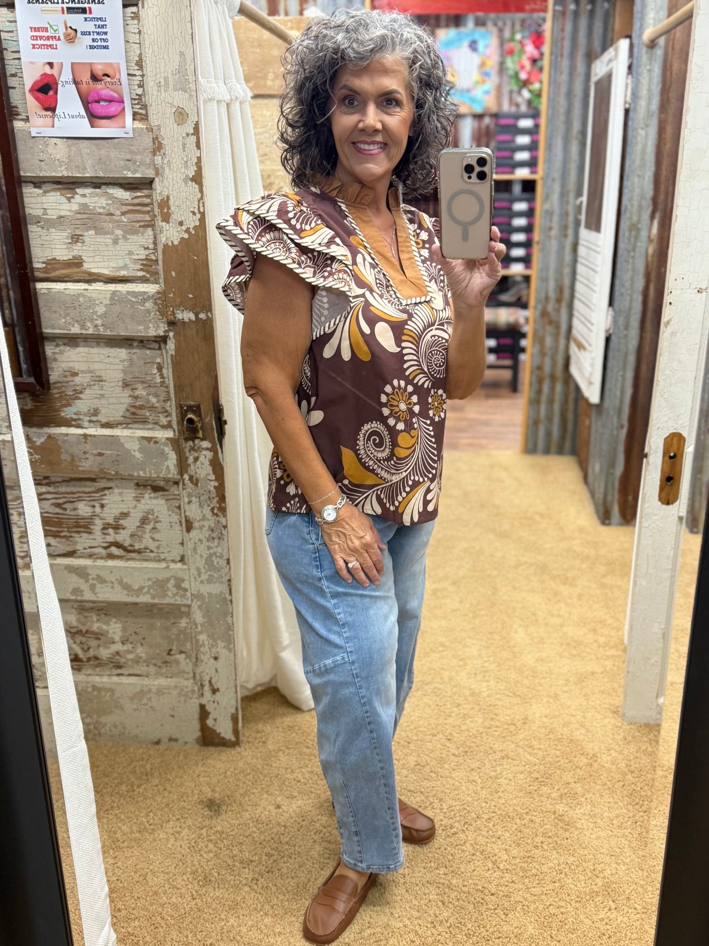 Brown Paisley Blouse