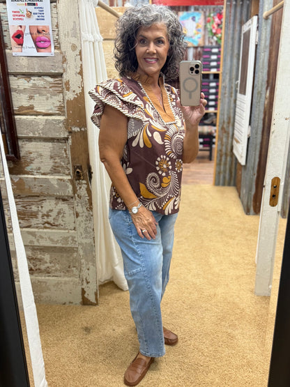 Brown Paisley Blouse