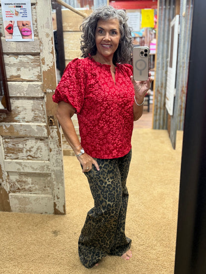 Red V-Neck Top by Bibi