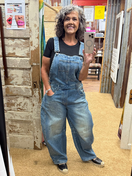 Barrel Jean Denim Overalls