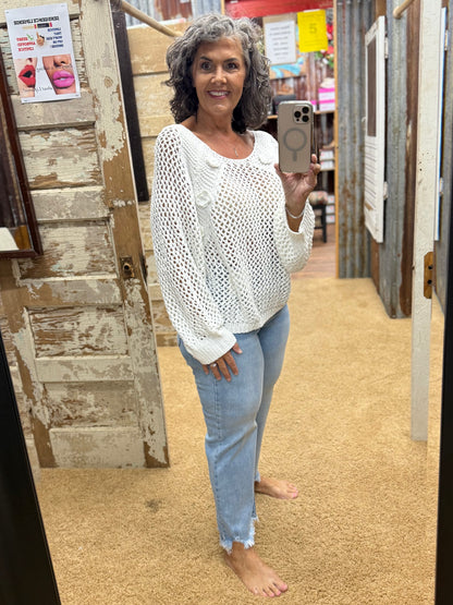 Off White Fish Net Sweater by POL