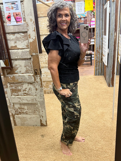RISEN CAMOUFLAGE BARREL JEANS