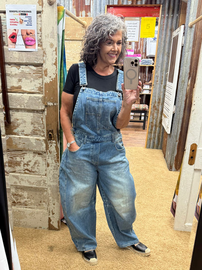 Barrel Jean Denim Overalls
