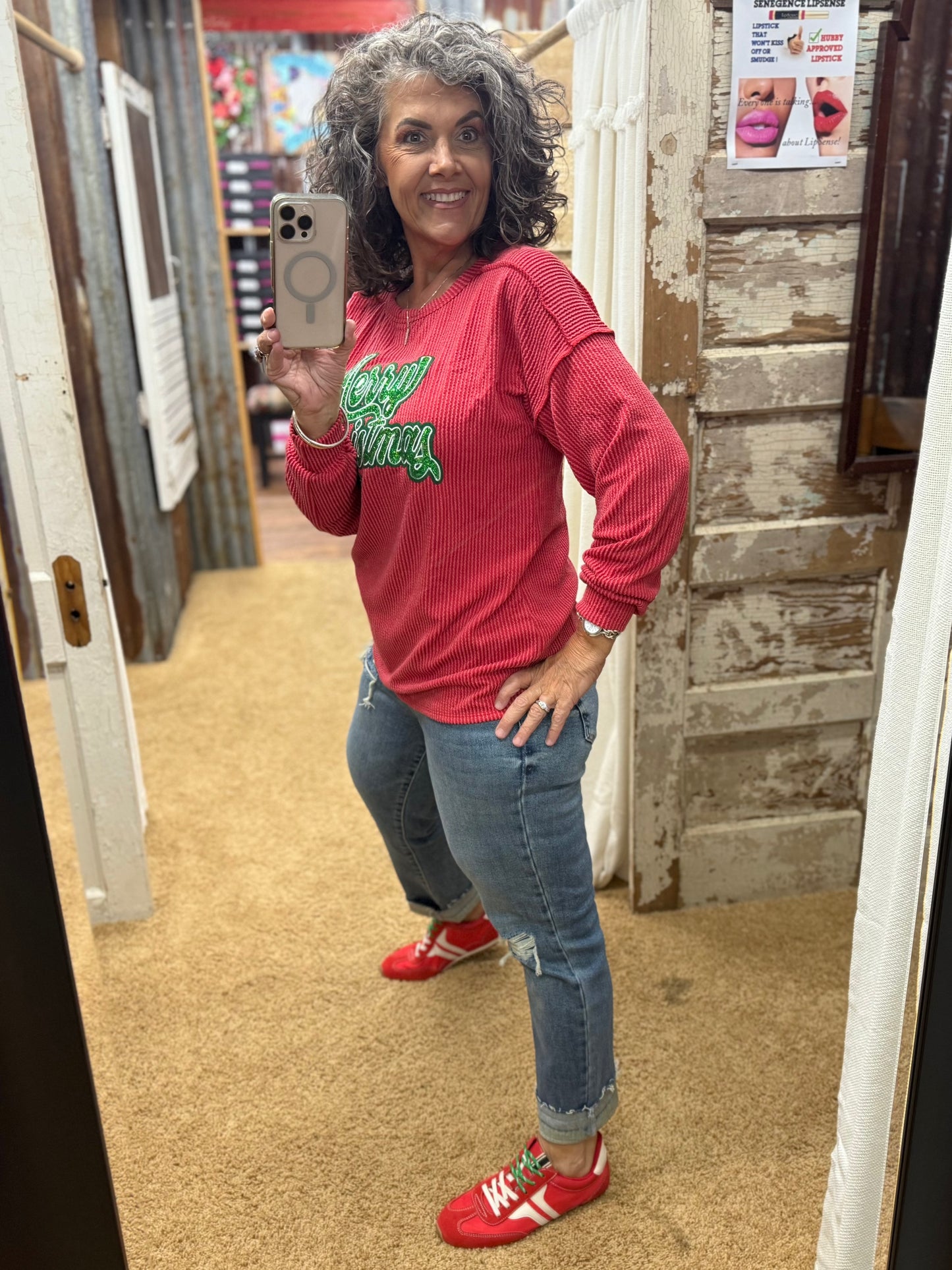 MERRY CHRISTMAS URBAN RIBBED TOP